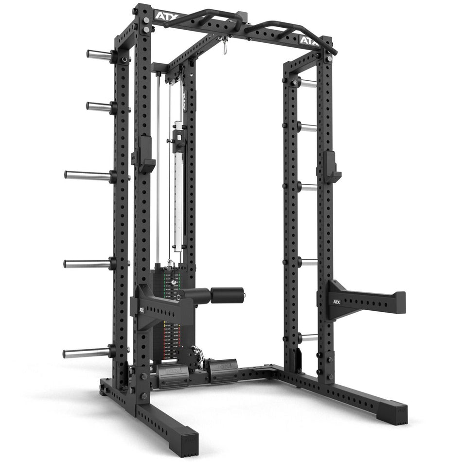 ATX® Half Rack 780 mit Extension und Latzug inkl. Steckgewichte - Half Rack mit Kabelzug