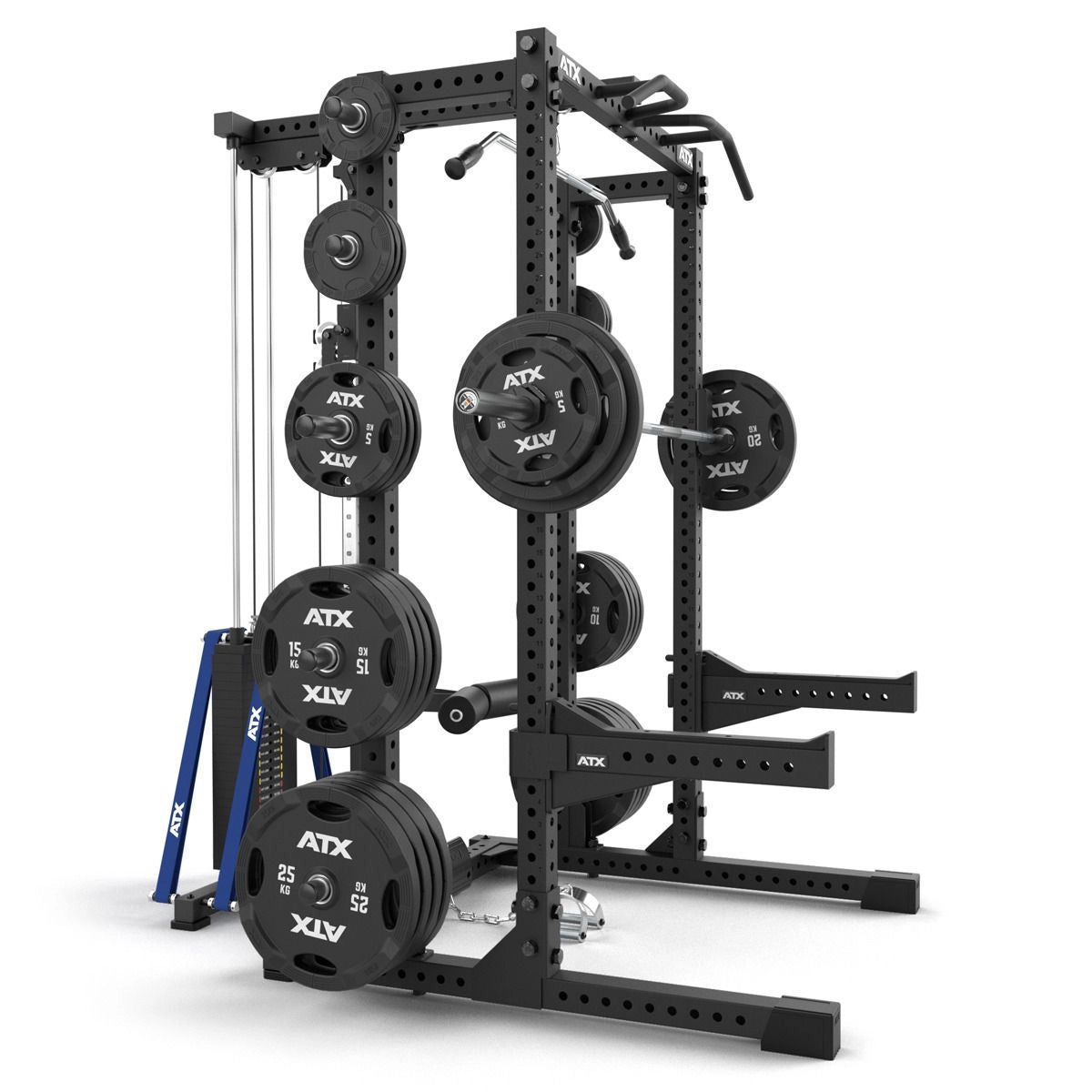 ATX® Half Rack 780 mit Extension und Latzug inkl. Steckgewichte - Half Rack mit Kabelzug