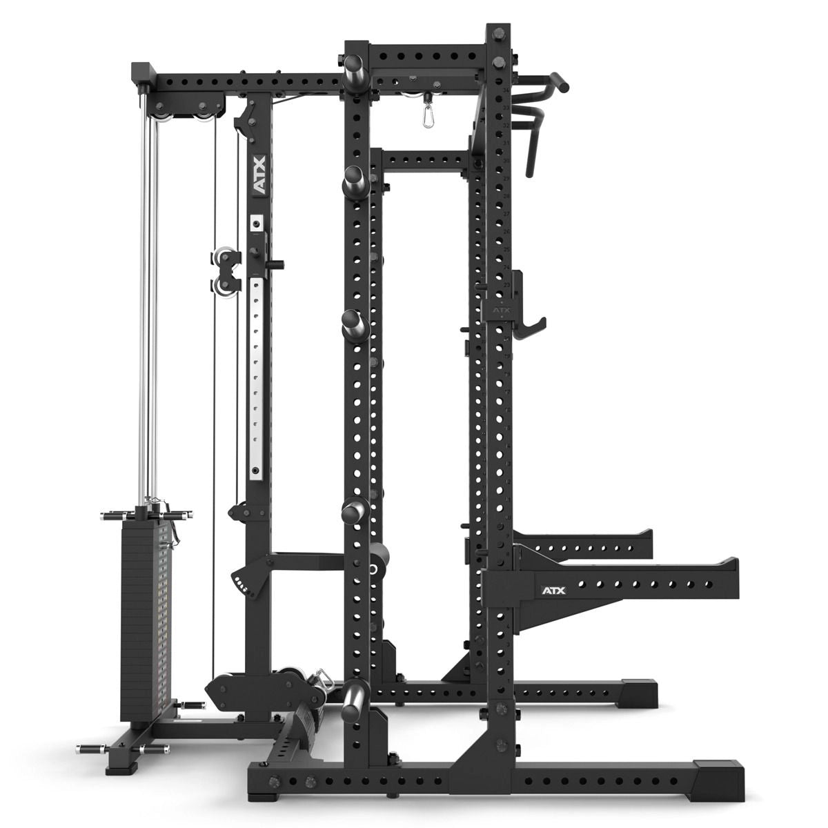 ATX® Half Rack 780 mit Extension und Latzug inkl. Steckgewichte - Half Rack mit Kabelzug