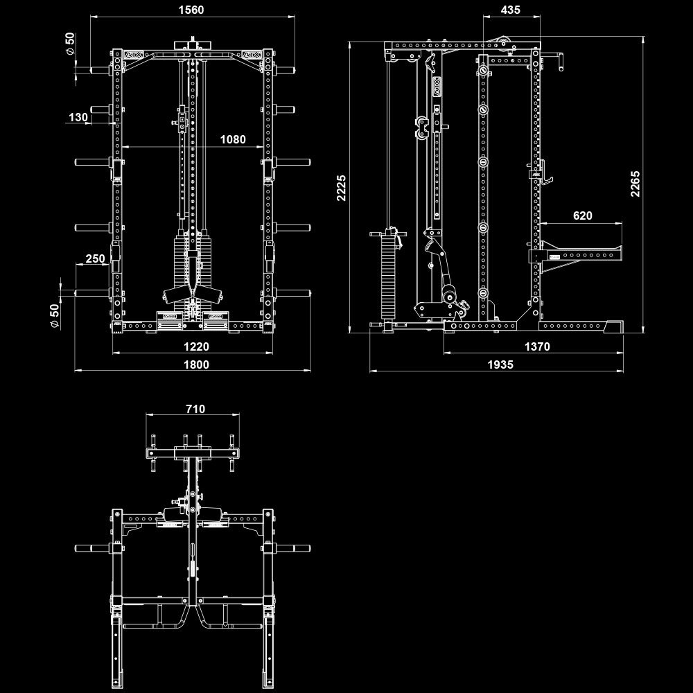 ATX® Half Rack 780 mit Extension und Latzug inkl. Steckgewichte - Half Rack mit Kabelzug