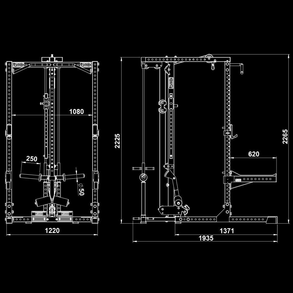 ATX® Half Rack 780 mit Latzug - Plate Load - Half Rack mit Kabelzug