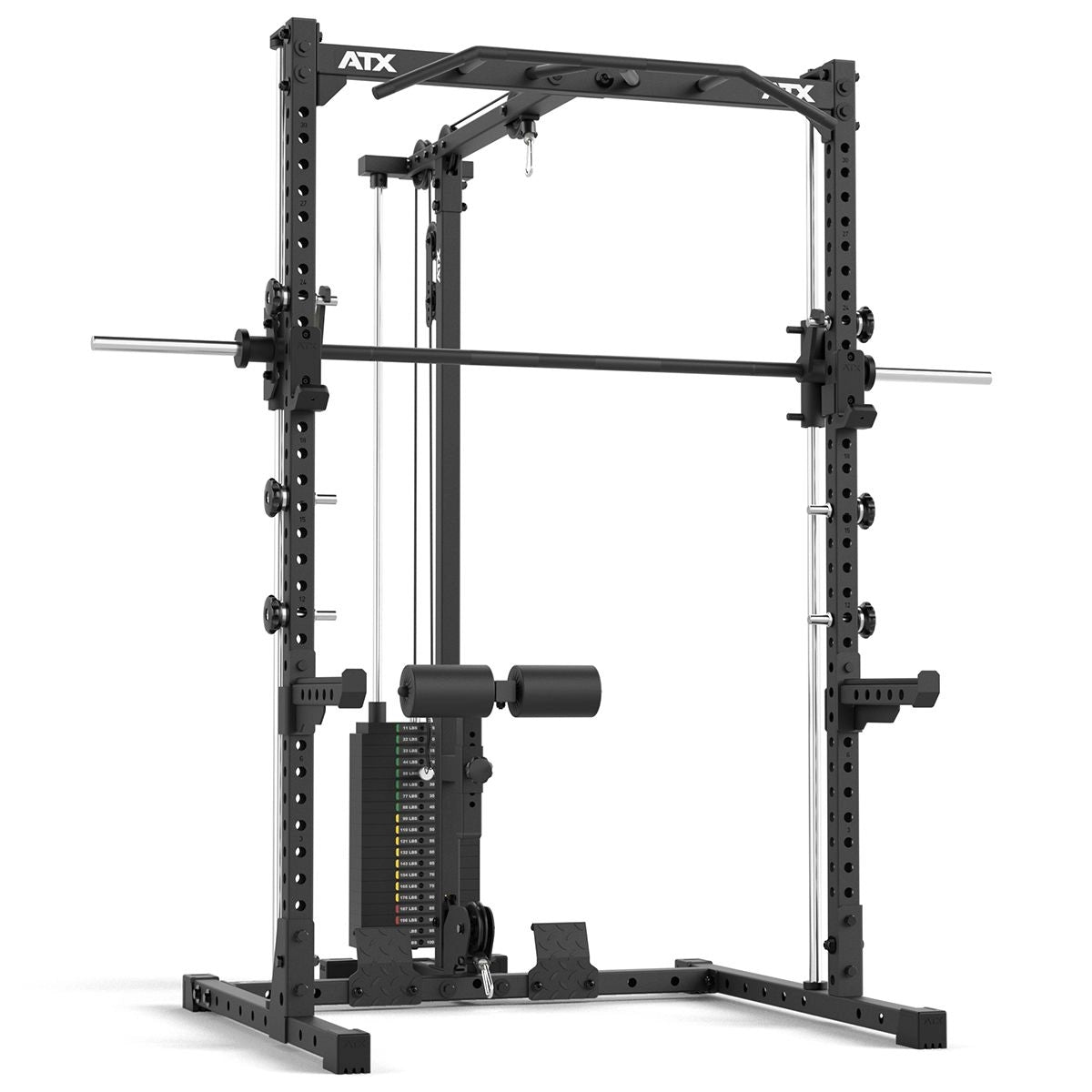 ATX® Half Rack - Komplettset 510 mit Latzug - Steckgewichte und Multipresse - Höhe 196 cm - Half Rack mit Latzug (Stack Weight) + Multipresse