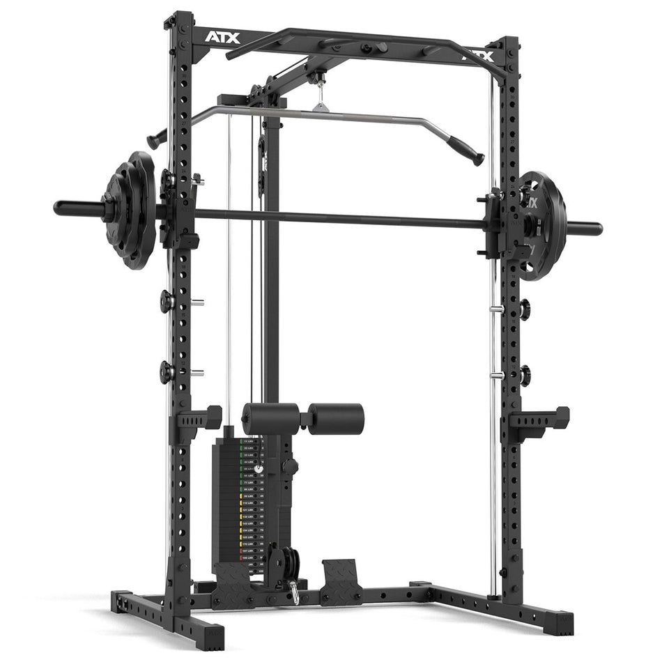 ATX® Half Rack - Komplettset 510 mit Latzug - Steckgewichte und Multipresse - Höhe 196 cm - Half Rack mit Latzug (Stack Weight) + Multipresse
