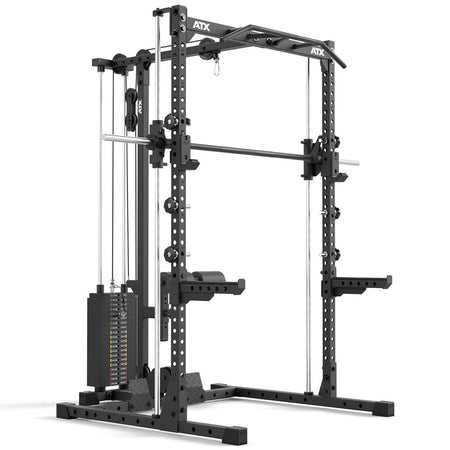 ATX® Half Rack - Komplettset 510 mit Latzug - Steckgewichte und Multipresse - Höhe 196 cm - Half Rack mit Latzug (Stack Weight) + Multipresse