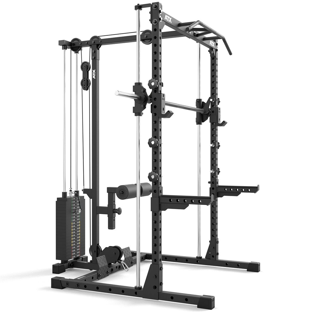 ATX® Half Rack - Komplettset 510 mit Latzug - Steckgewichte und Multipresse - Höhe 196 cm - Half Rack mit Latzug (Stack Weight) + Multipresse