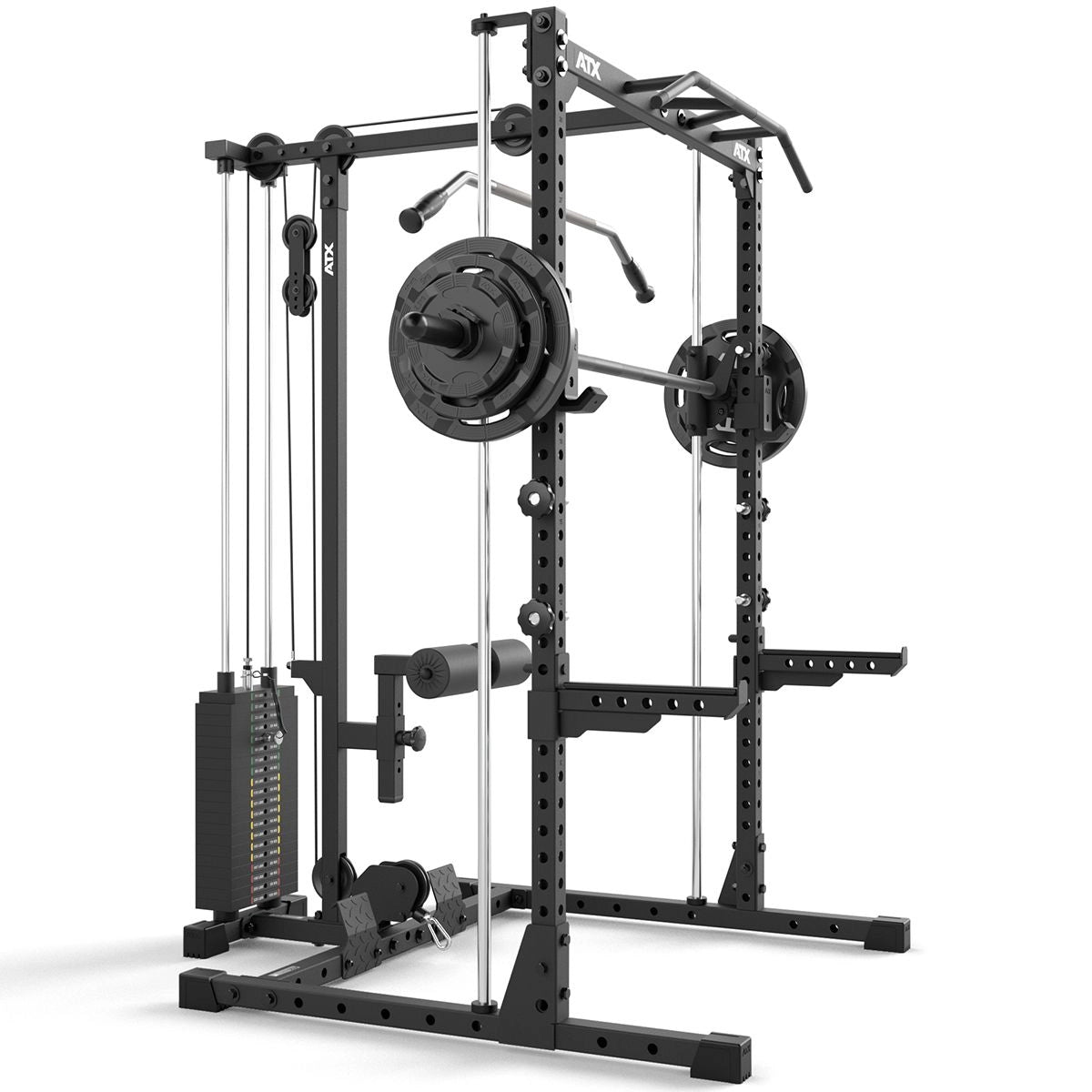 ATX® Half Rack - Komplettset 510 mit Latzug - Steckgewichte und Multipresse - Höhe 196 cm - Half Rack mit Latzug (Stack Weight) + Multipresse