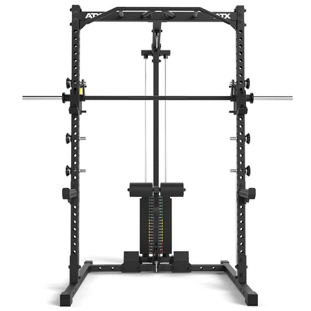 ATX® Half Rack - Komplettset 510 mit Latzug - Steckgewichte und Multipresse - Höhe 196 cm - Half Rack mit Latzug (Stack Weight) + Multipresse