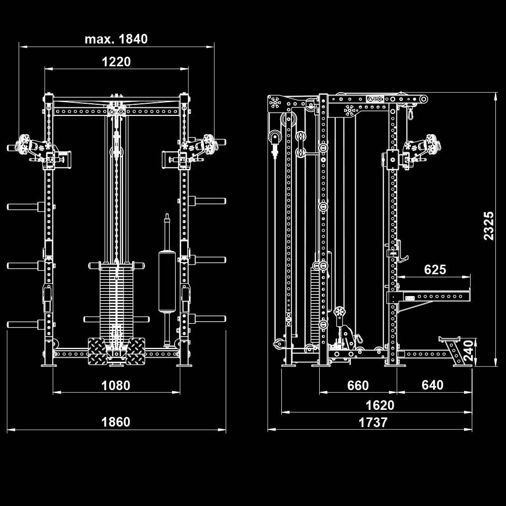 ATX® Hardcore Half Rack & Pull Station - Half Rack mit Kabelzug