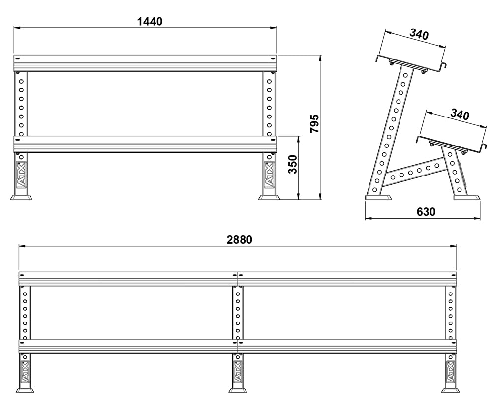 ATX® Kurzhantelablage für Hex Hanteln - modular erweiterbar - HEX Hantelablage