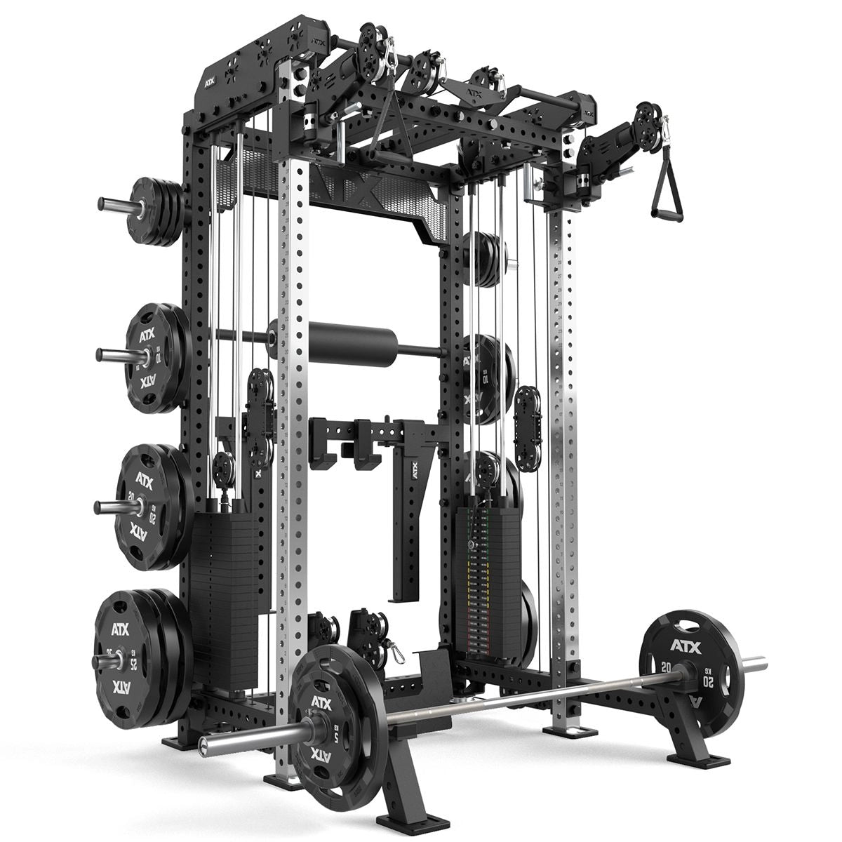 ATX® Multi Pull Rack 2.0 mit 2 x 110 kg Steckgewichten - Half Rack mit Kabelzug