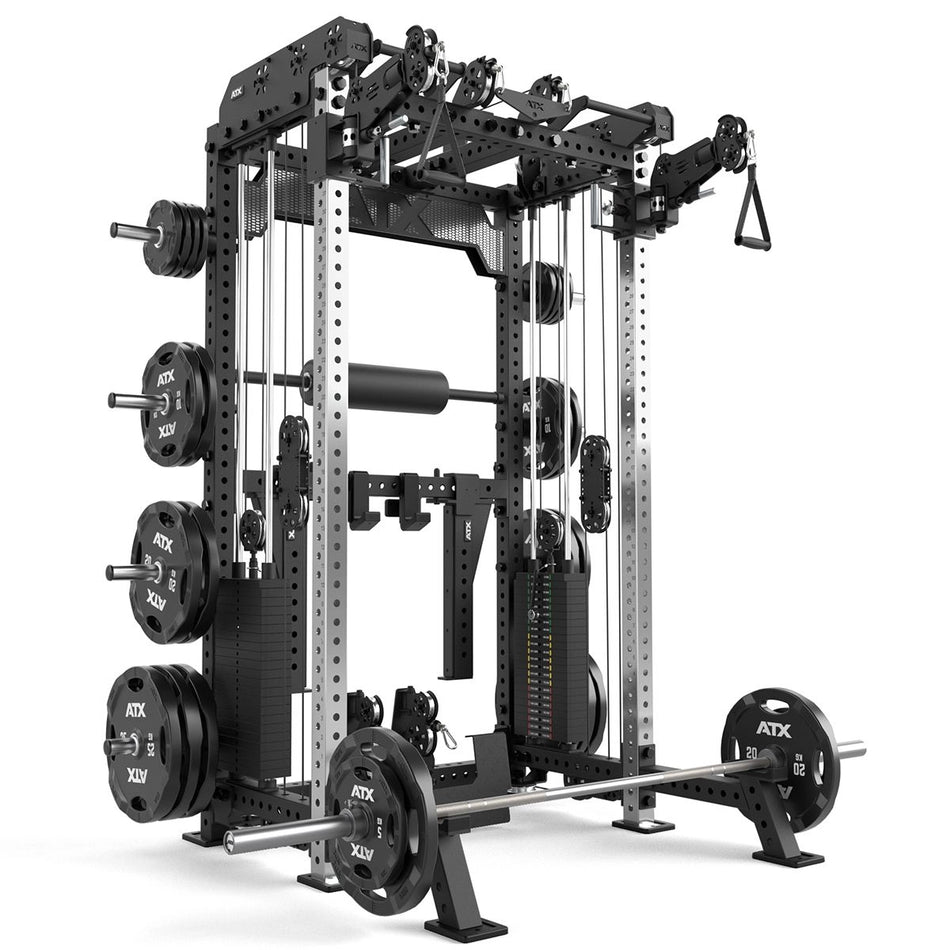 ATX® Multi Pull Rack 2.0 mit 2 x 110 kg Steckgewichten - Half Rack mit Kabelzug
