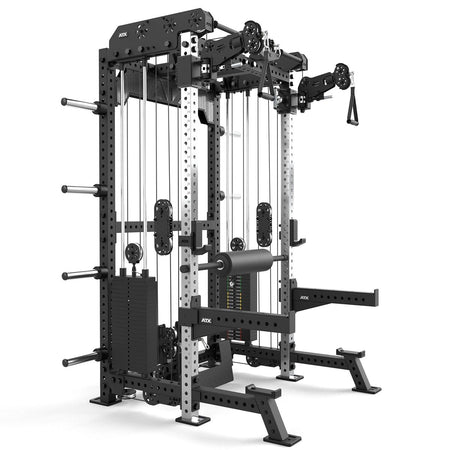 ATX® Multi Pull Rack 2.0 mit 2 x 110 kg Steckgewichten - Half Rack mit Kabelzug