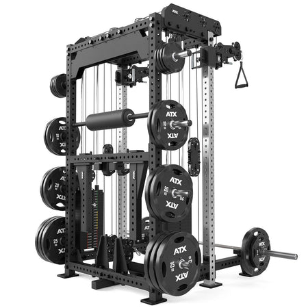 ATX® Multi Pull Rack 2.0 mit 2 x 110 kg Steckgewichten - Half Rack mit Kabelzug