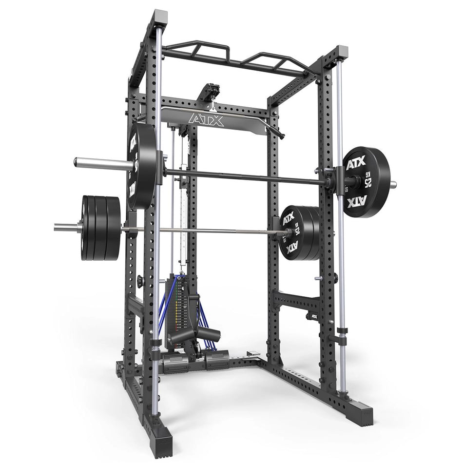 ATX® Power Rack 780 mit Latzug - Steckgewichte & Multipresse - Power Rack mit Kabelzug