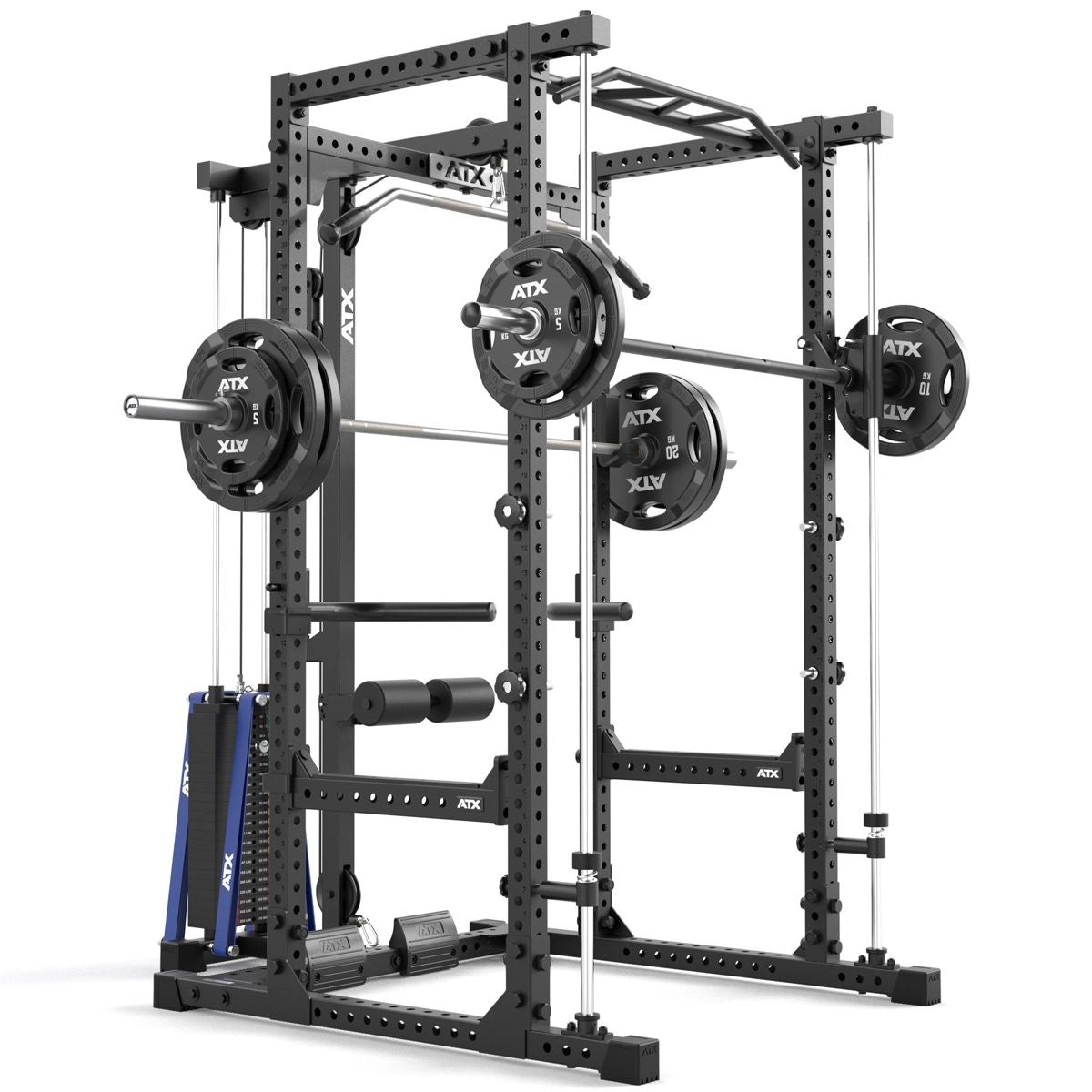 ATX® Power Rack Komplettstation 640/660 - mit Latzug Steckgewichte & Multipresse - Power Rack mit Kabelzug + Multipresse