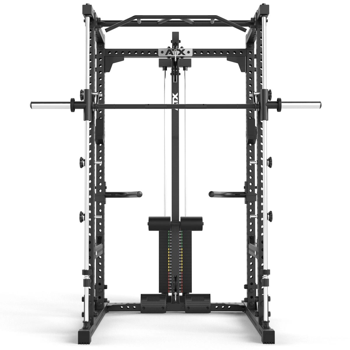 ATX® Power Rack Komplettstation 640/660 - mit Latzug Steckgewichte & Multipresse - Power Rack mit Kabelzug + Multipresse