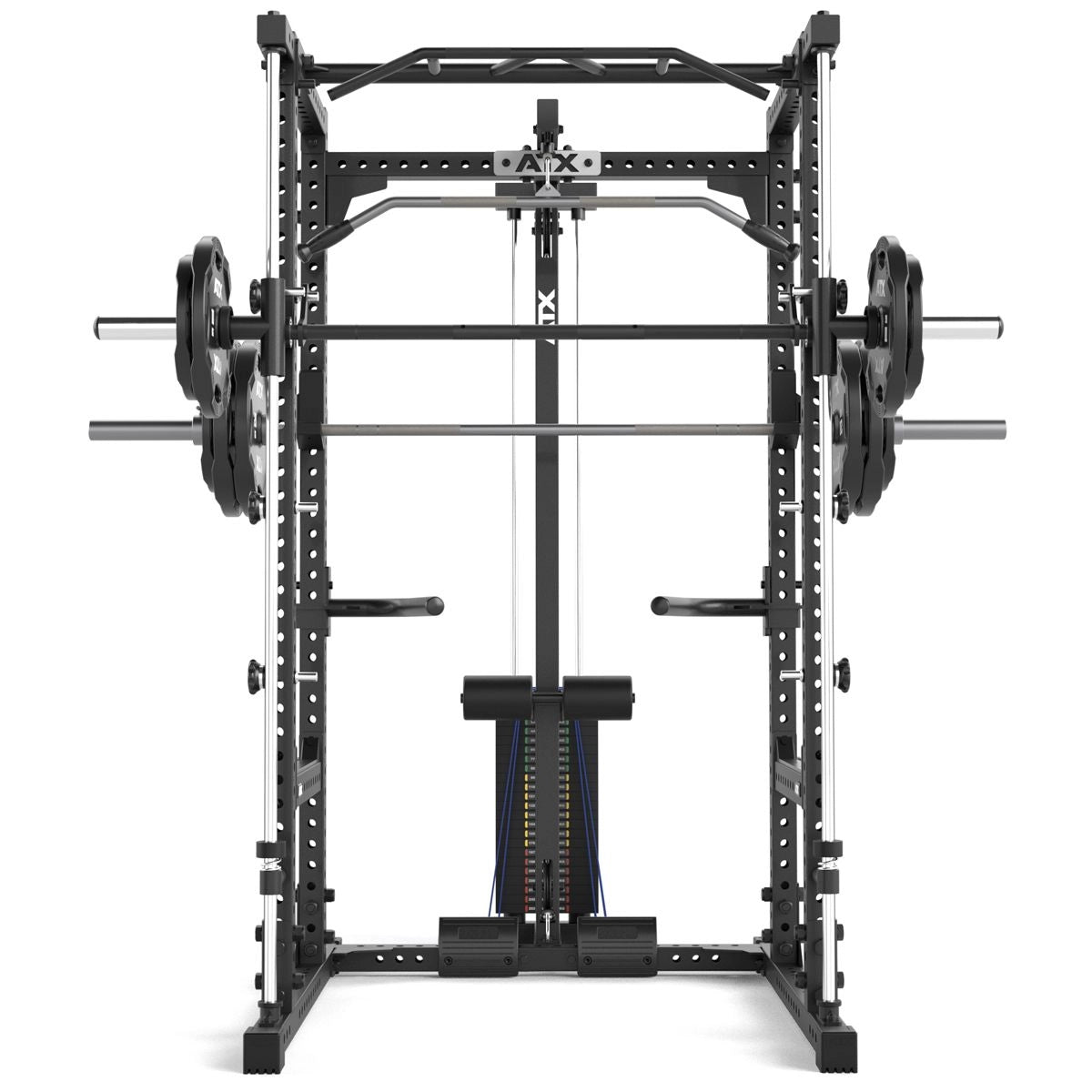 ATX® Power Rack Komplettstation 640/660 - mit Latzug Steckgewichte & Multipresse - Power Rack mit Kabelzug + Multipresse