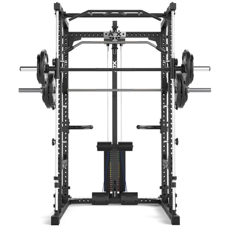 ATX® Power Rack Komplettstation 640/660 - mit Latzug Steckgewichte & Multipresse - Power Rack mit Kabelzug + Multipresse