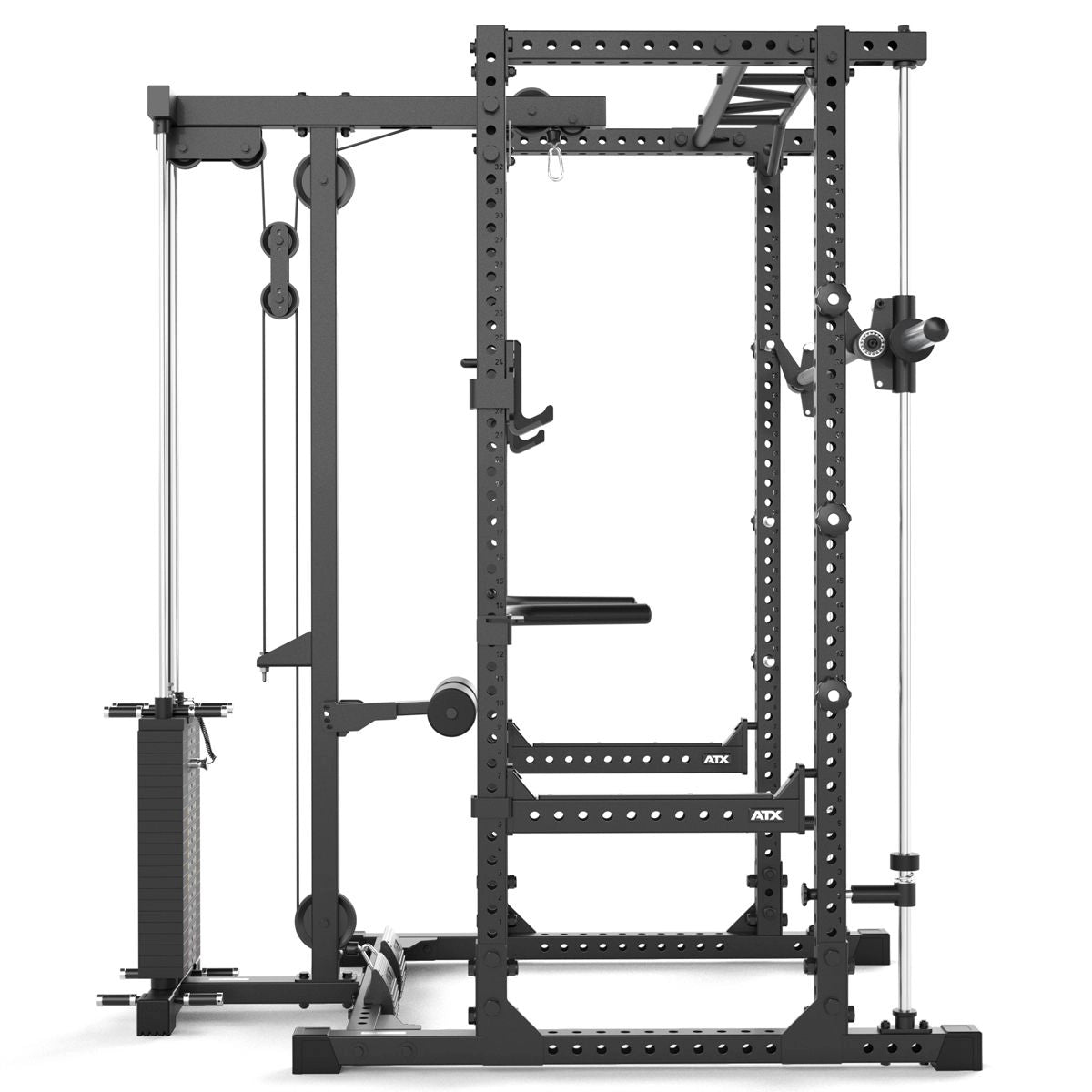 ATX® Power Rack Komplettstation 640/660 - mit Latzug Steckgewichte & Multipresse - Power Rack mit Kabelzug + Multipresse