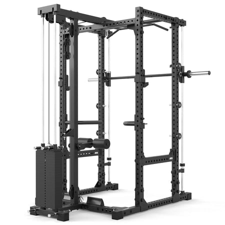 ATX® Power Rack Komplettstation 640/660 - mit Latzug Steckgewichte & Multipresse - Power Rack mit Kabelzug + Multipresse