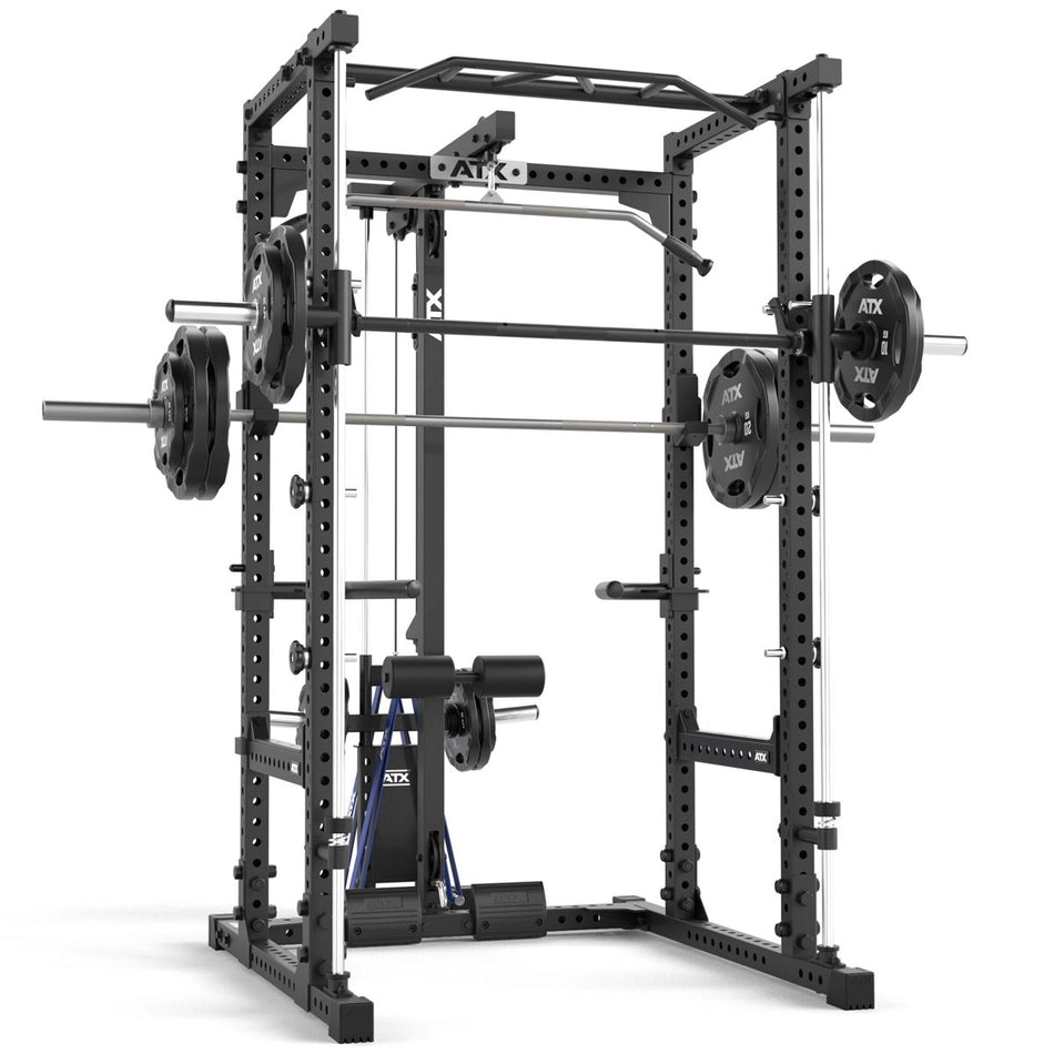 ATX® Power Rack Komplettstation 660 Höhe 215 cm - mit Plate Load Latzug & Multipresse - Power Rack mit Kabelzug + Multipresse