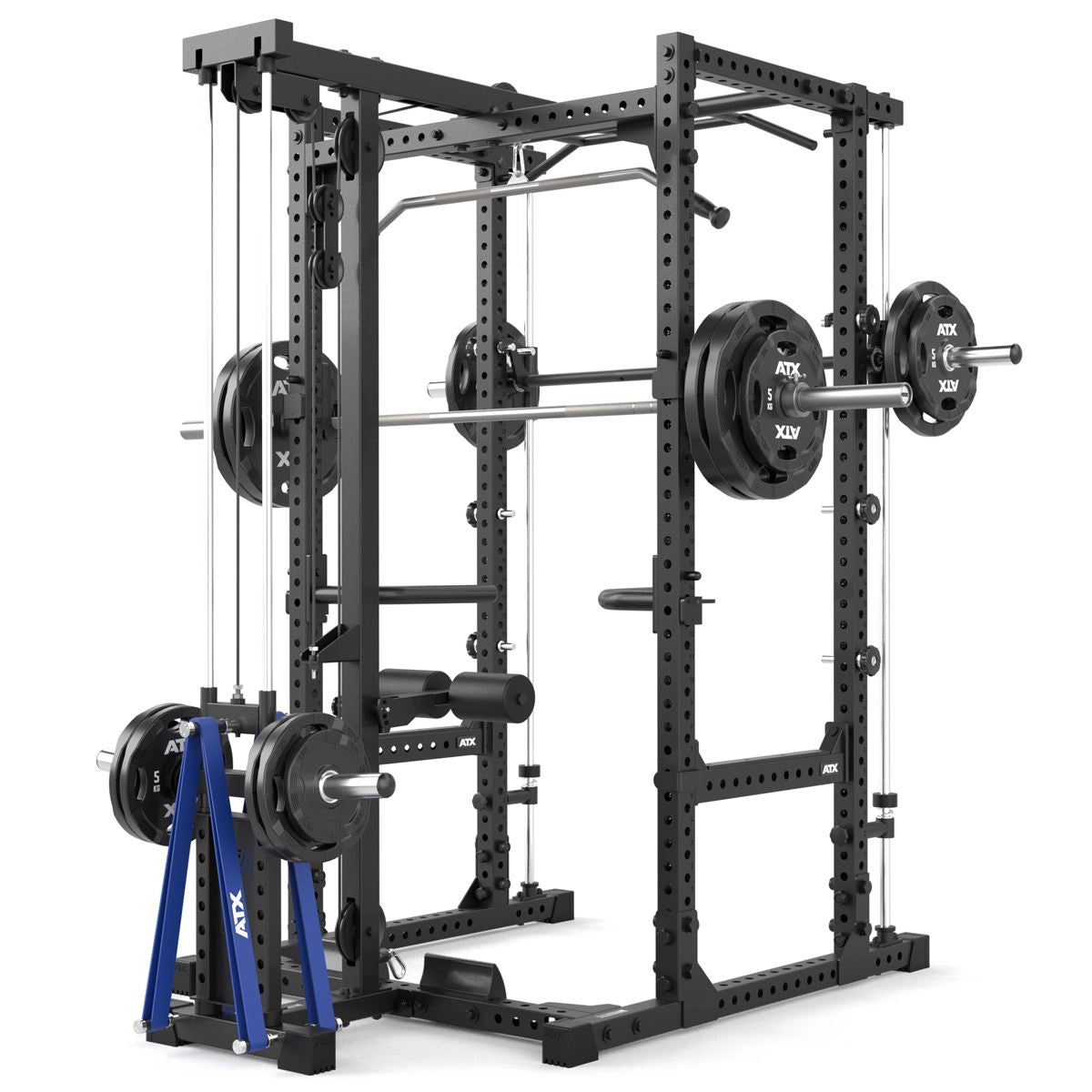 ATX® Power Rack Komplettstation 660 Höhe 215 cm - mit Plate Load Latzug & Multipresse - Power Rack mit Kabelzug + Multipresse