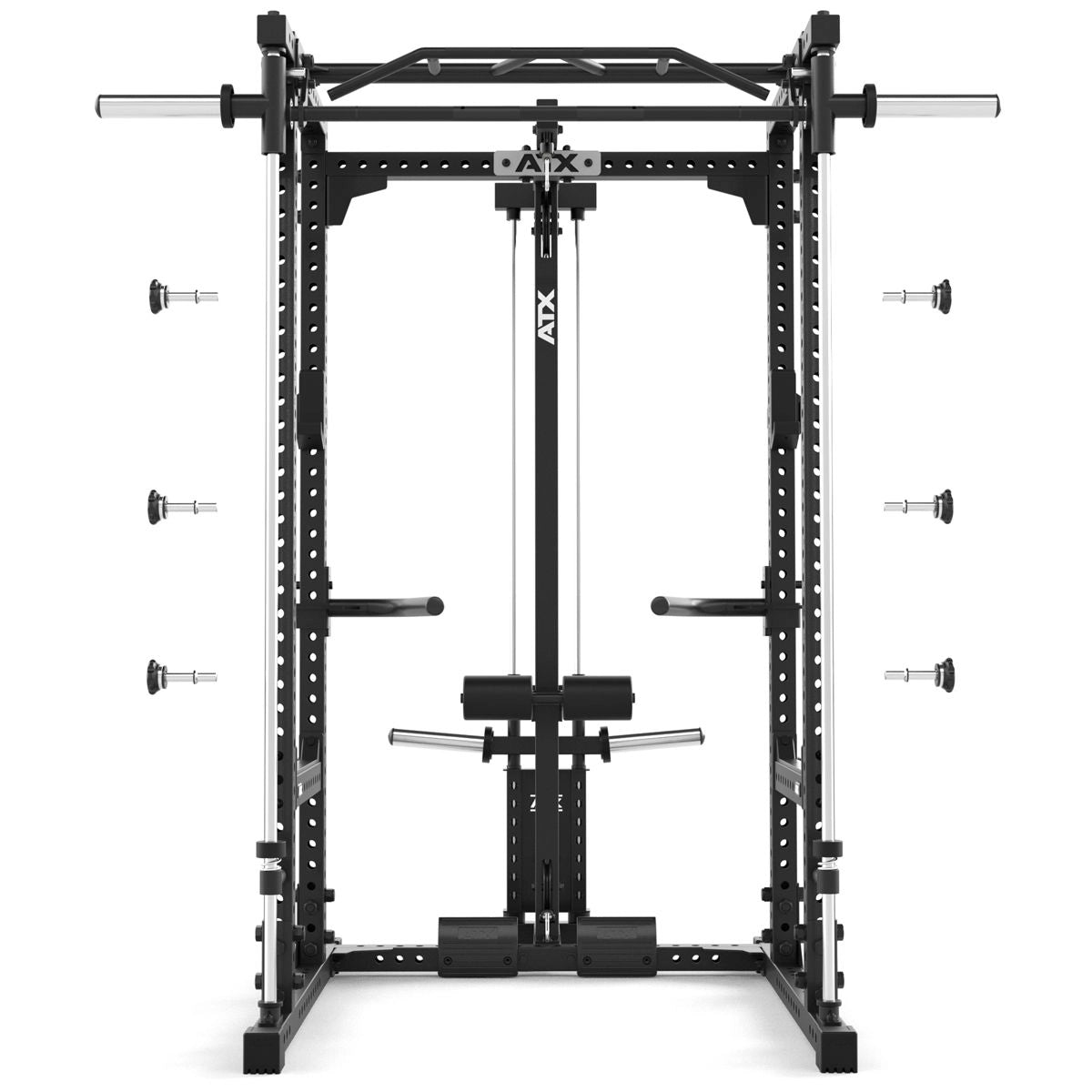 ATX® Power Rack Komplettstation 660 Höhe 215 cm - mit Plate Load Latzug & Multipresse - Power Rack mit Kabelzug + Multipresse