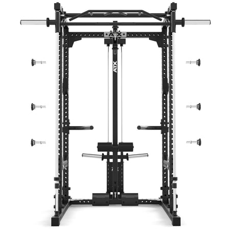 ATX® Power Rack Komplettstation 660 Höhe 215 cm - mit Plate Load Latzug & Multipresse - Power Rack mit Kabelzug + Multipresse