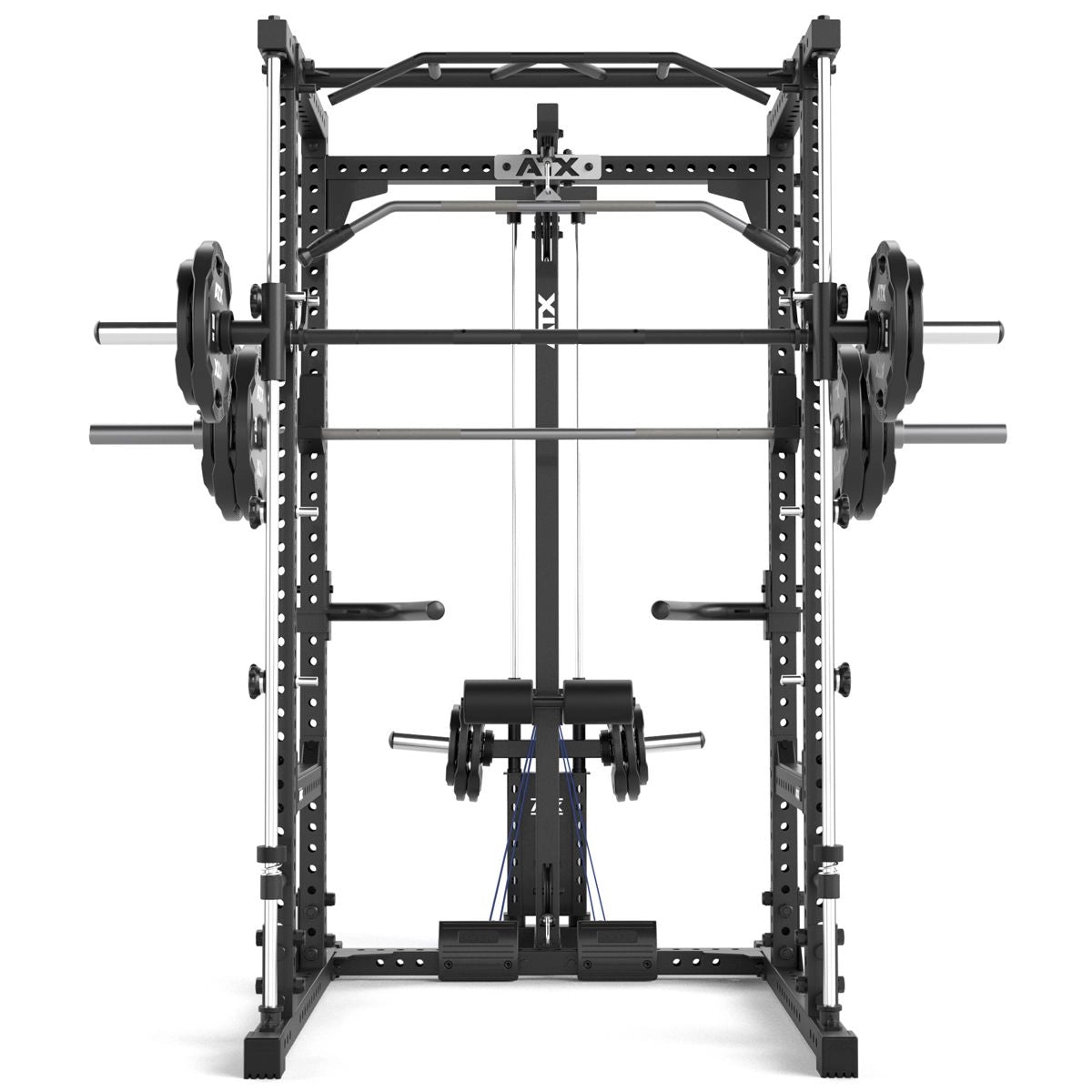 ATX® Power Rack Komplettstation 660 Höhe 215 cm - mit Plate Load Latzug & Multipresse - Power Rack mit Kabelzug + Multipresse