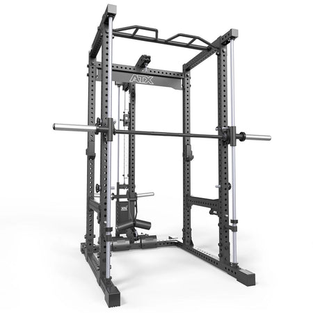 ATX® Power Rack Komplettsystem mit Latzug - Plate Load + Multipresse - Power Rack mit Kabelzug