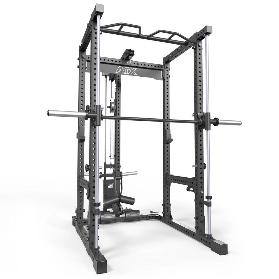 ATX® Power Rack Komplettsystem mit Latzug - Plate Load + Multipresse - Power Rack mit Kabelzug