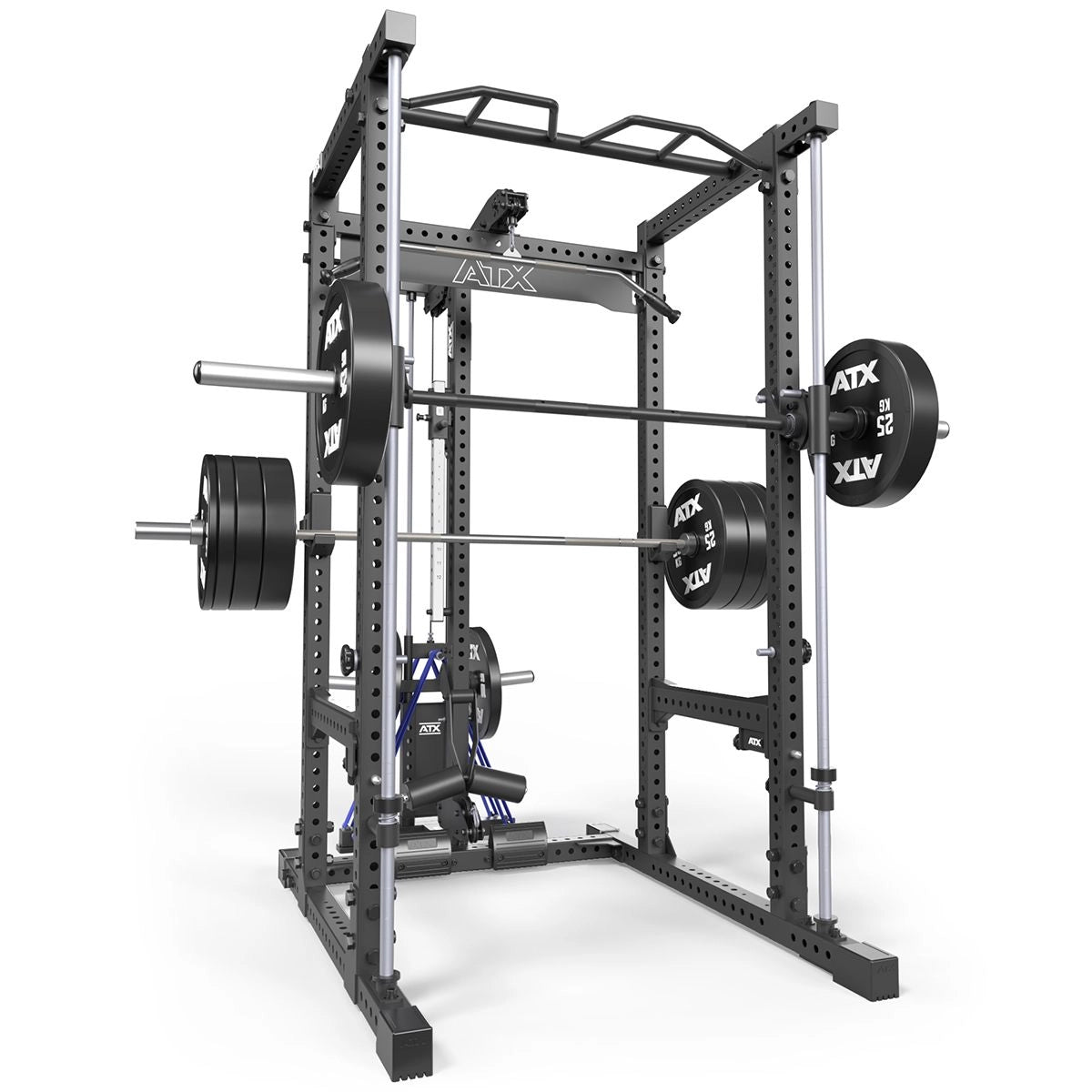 ATX® Power Rack Komplettsystem mit Latzug - Plate Load + Multipresse - Power Rack mit Kabelzug
