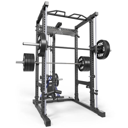 ATX® Power Rack Komplettsystem mit Latzug - Plate Load + Multipresse - Power Rack mit Kabelzug