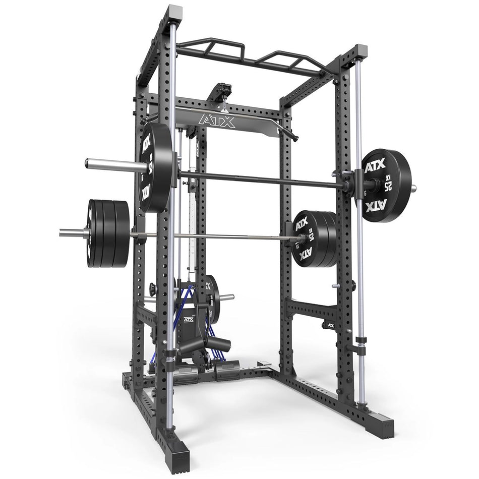 ATX® Power Rack Komplettsystem mit Latzug - Plate Load + Multipresse - Power Rack mit Kabelzug