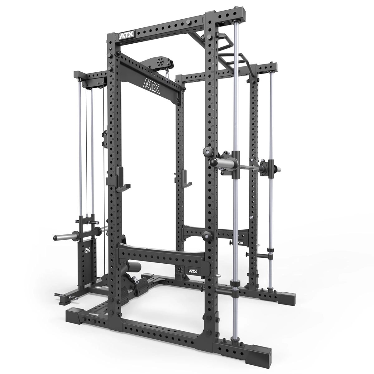 ATX® Power Rack Komplettsystem mit Latzug - Plate Load + Multipresse - Power Rack mit Kabelzug