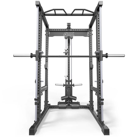 ATX® Power Rack Komplettsystem mit Latzug - Plate Load + Multipresse - Power Rack mit Kabelzug