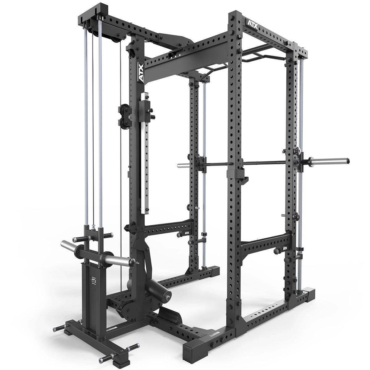 ATX® Power Rack Komplettsystem mit Latzug - Plate Load + Multipresse - Power Rack mit Kabelzug